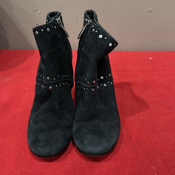 Sam Edelman Black Suede Heeled Boots with Silver Studs - Picture 2 of 5